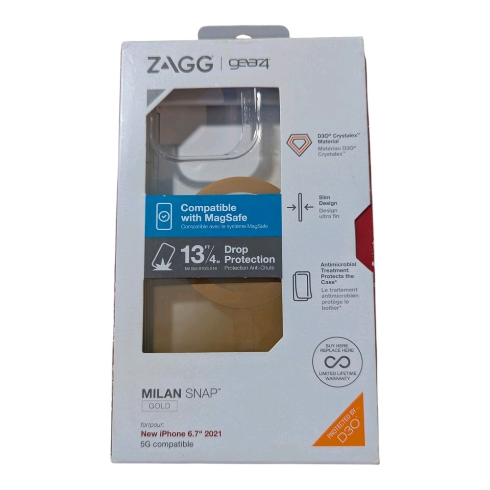 N4. ZAGG Gear4 Milan Snap MagSafe Case Apple iPhone 13 Pro (6.1 2021) - Gold